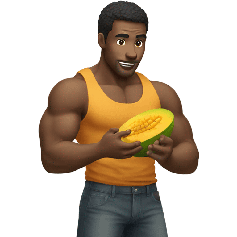 guy eating mangos with biceps  emoji