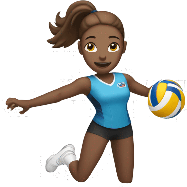 girl with white skin and brown hair playing volleyball emoji