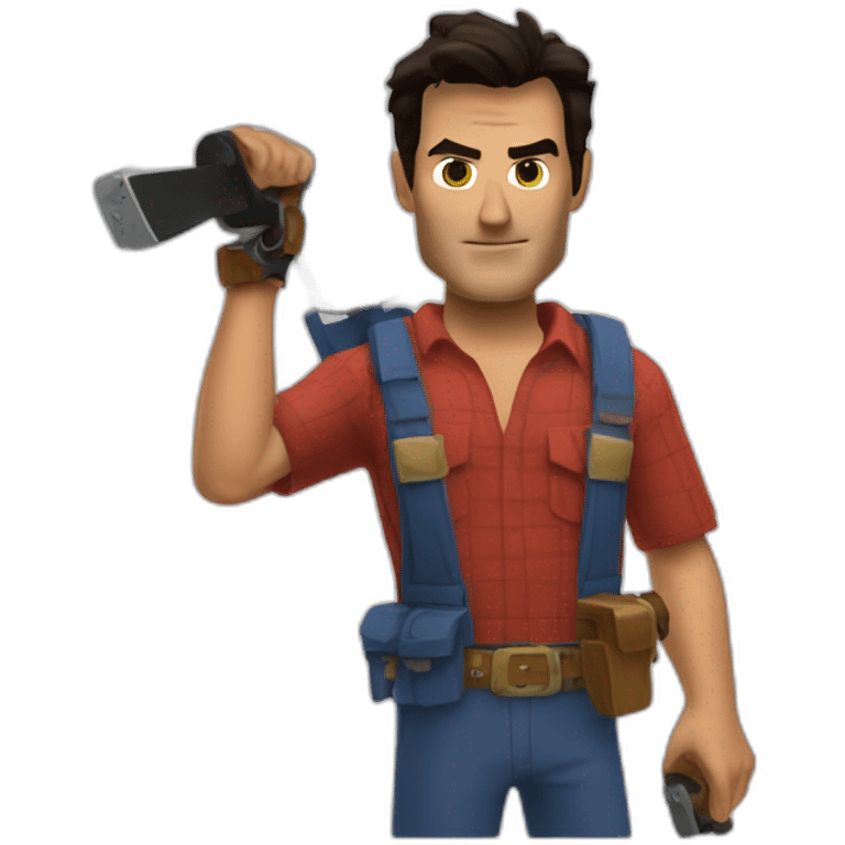 Ash Williams with a chainsaw hand emoji