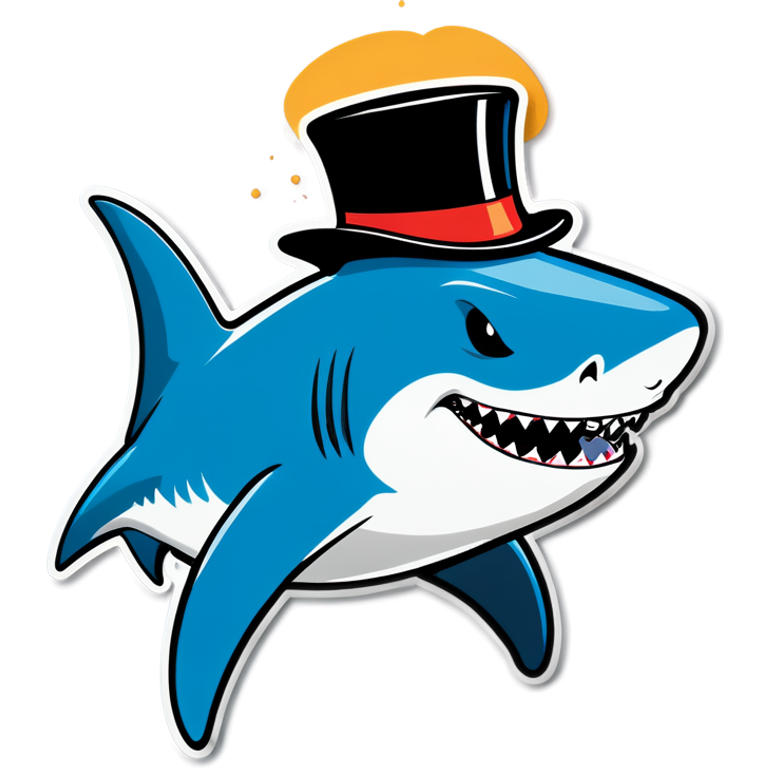 Shark with a top hat emoji