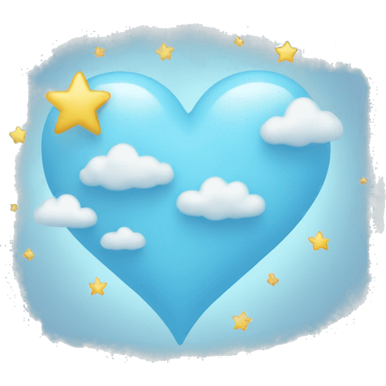 light blue heart with clouds and stars emoji