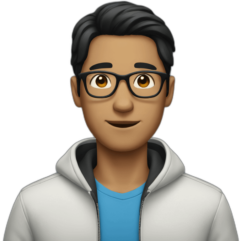 guy with black hair and glasses emoji