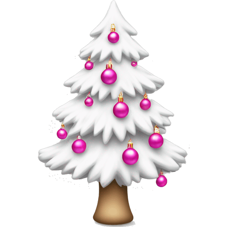 white christmas tree with pink ornaments and pink bow emoji