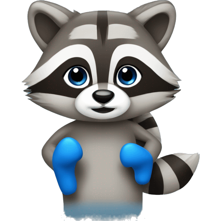 Raccoon with blue mittens emoji