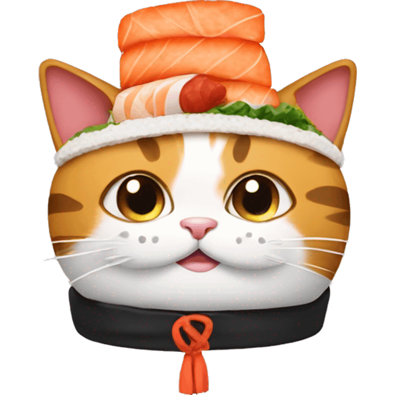 cat wearing sushi as a hat emoji