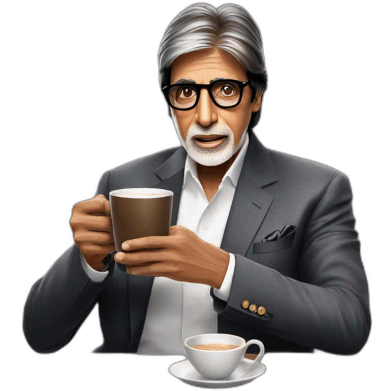 Amitabh Bachchan drinking coffee like a boss emoji