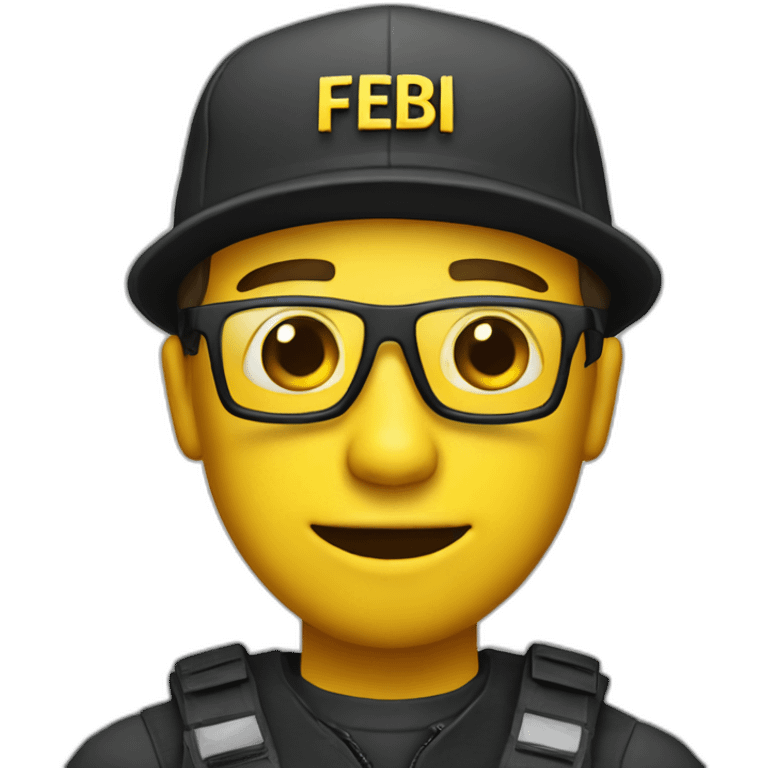 man with yellow "FBI" letters on his cap emoji