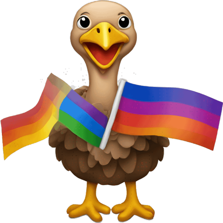 turkey holding a lesbian pride flag emoji