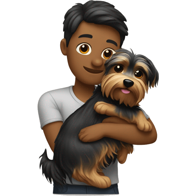 Me hugging Yorkshire terrier  emoji