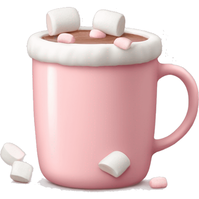 Light Pink mug of hot chocolate with marshmallows  emoji