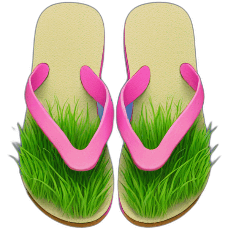 flip flops with grass on the inside top surface of the flip flop emoji