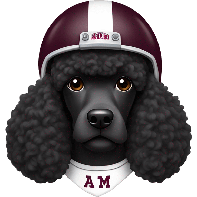 Black poodle wearing Texas A&M football helmet emoji