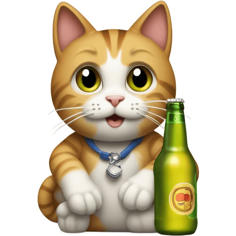 Cat with a beer emoji