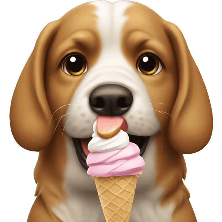 Dog eating icecream emoji