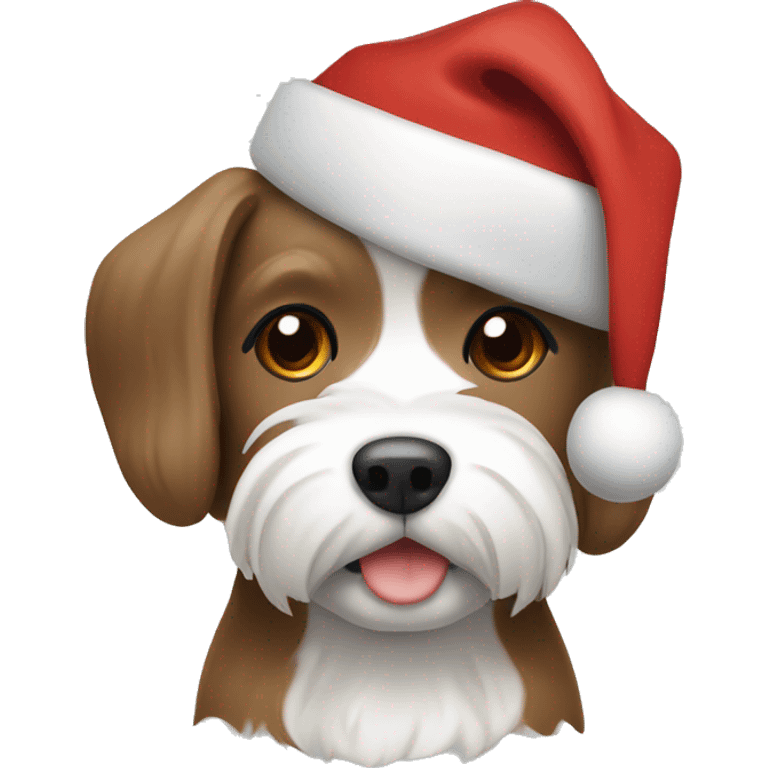 Brown without white maltese in a Christmas hat emoji