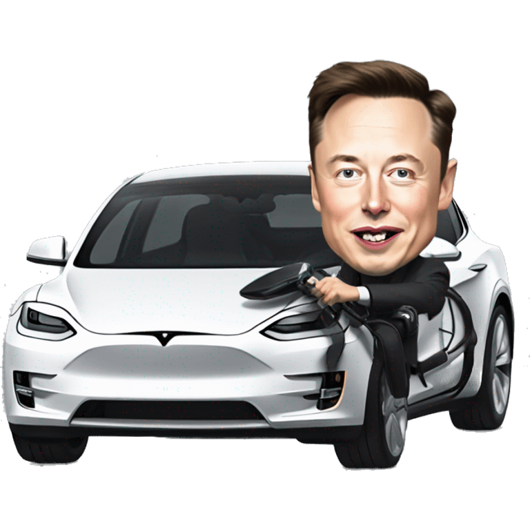 Elon Musk pushing a tesla break pedal emoji