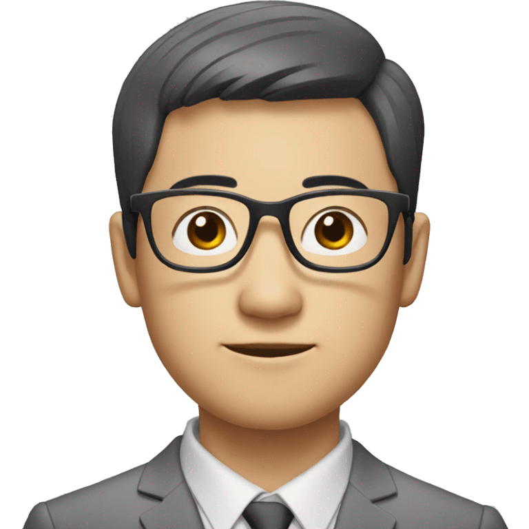 short hair chinese guy wearing specs and tie emoji