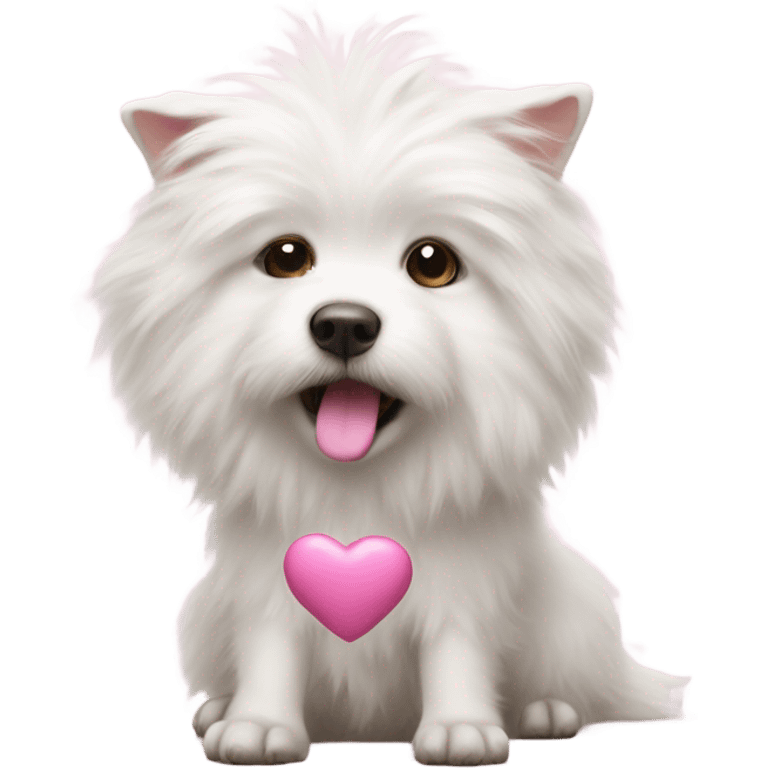 fluffy white dog blowing a pink kiss emoji