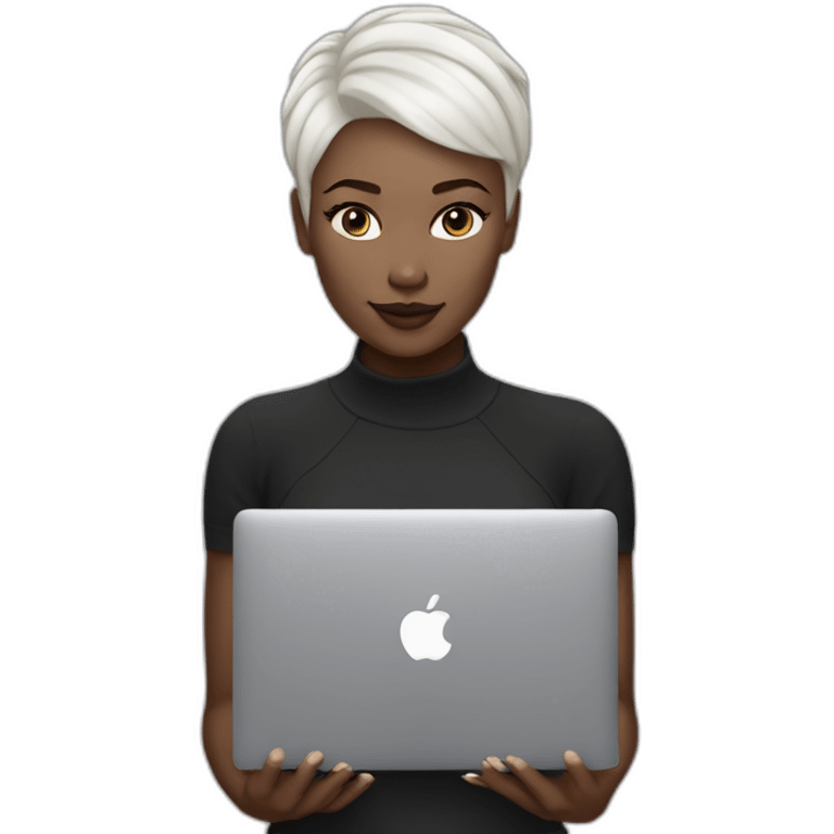 it-girl-white-short-hair-with-macbook emoji