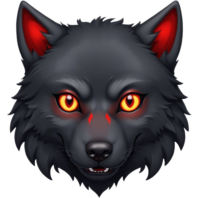 Evil scary black wolf with red eyes emoji