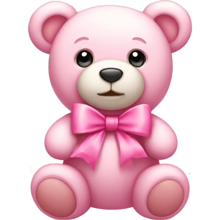 light pink cute teddy bear and pink bow emoji