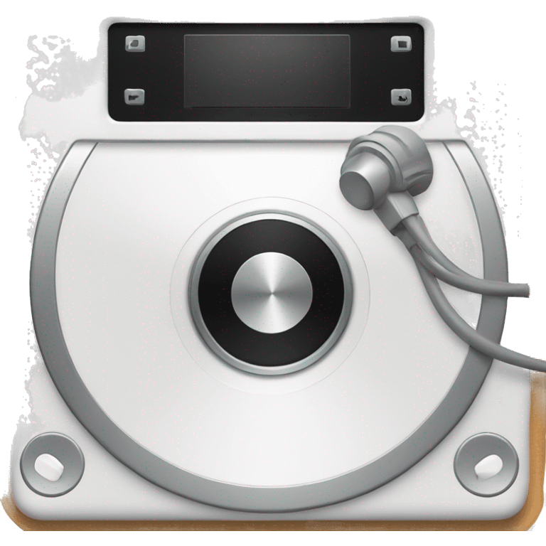 A white circular music player emoji