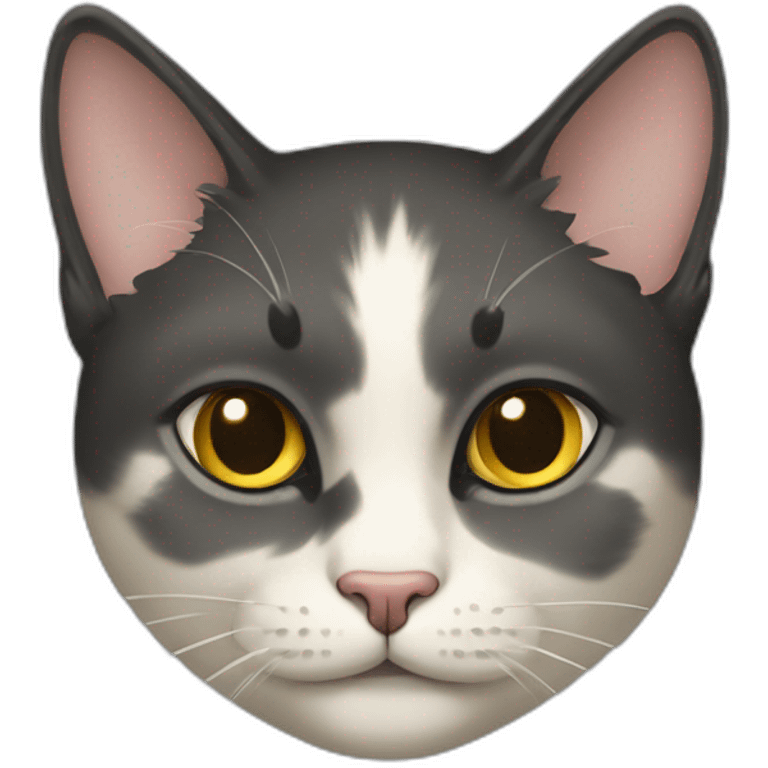 a cat with brass eyes color, and with a black hair emoji