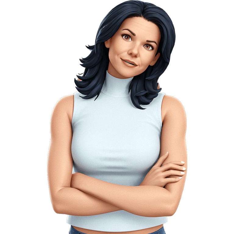 confident girl in denim attire emoji