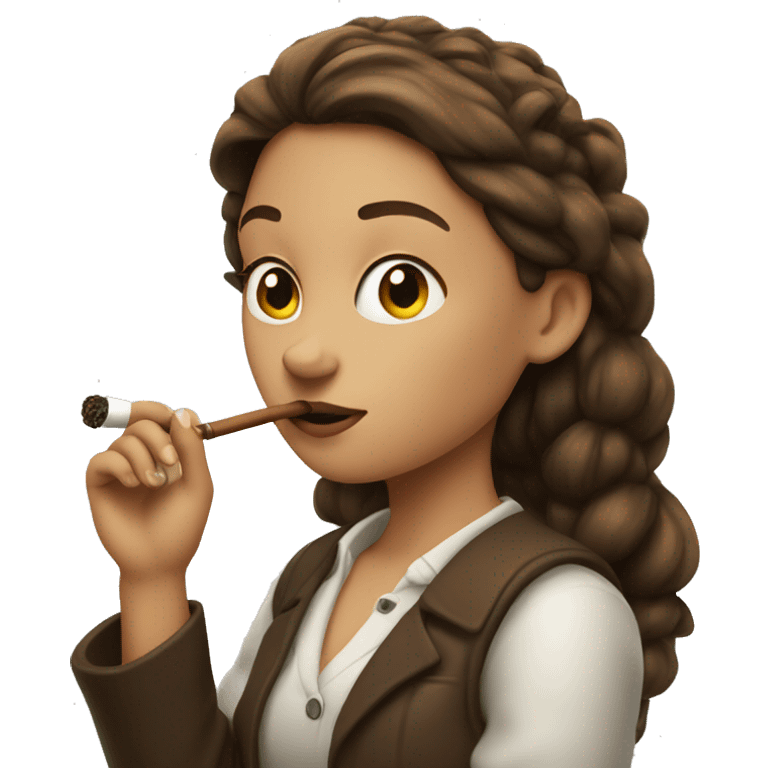 Girl with brown hair smoking pipe emoji