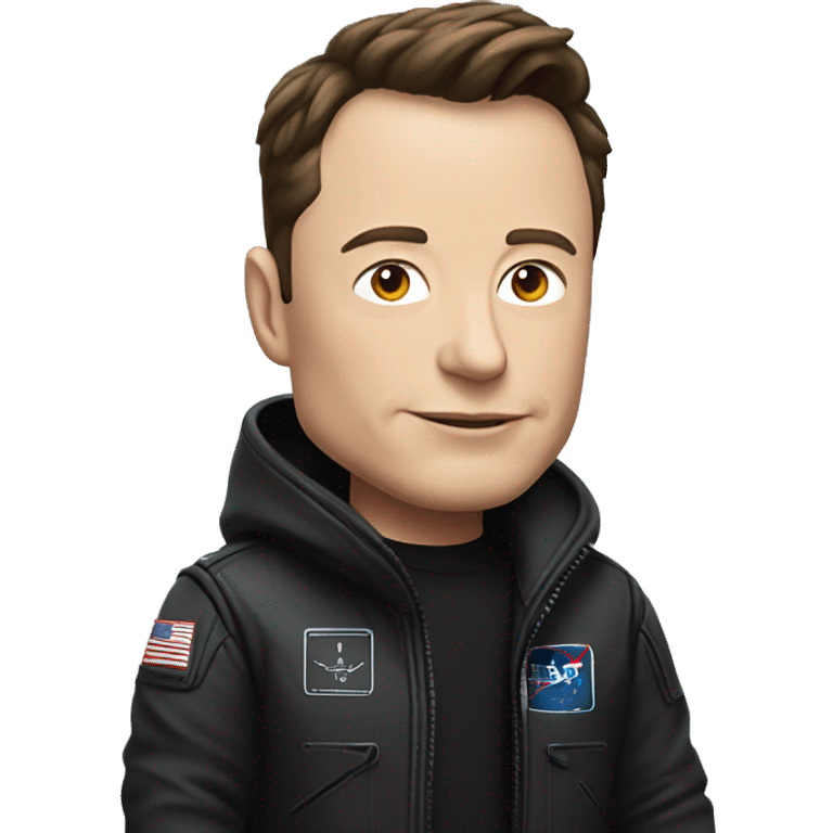 Elon musk with black spaceX jacket emoji