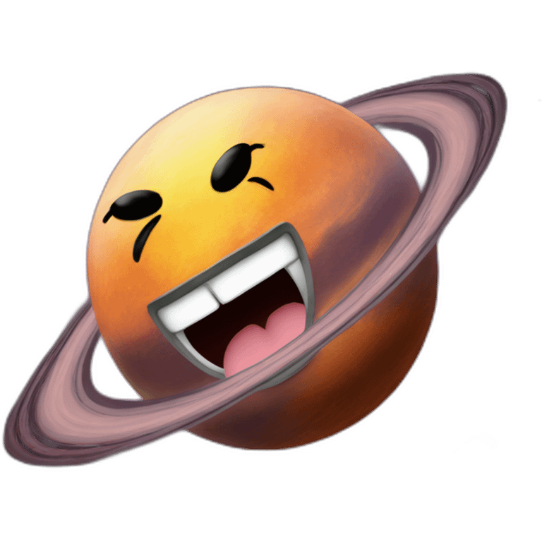 planet Mercury with a cartoon face with tongue emoji