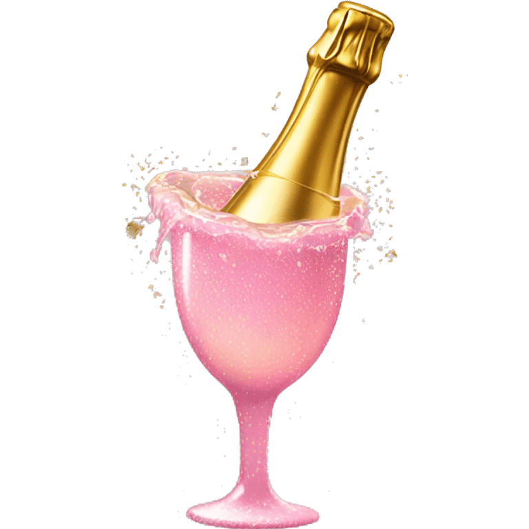 pink champagne pouring with gold flakes emoji