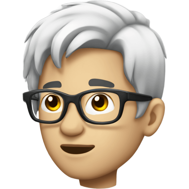 side side Side profile boy with silver and black hair speaking wearing glasses. white white skin emoji