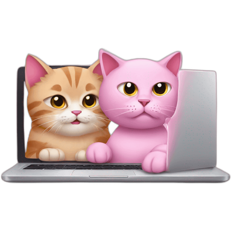 pink cat and gary laptop emoji