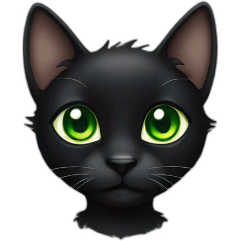 A 2 years old black cat with green eyes emoji