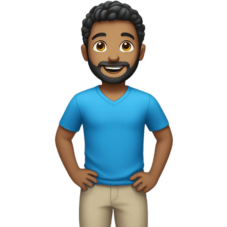 smiling boy in blue shirt with beard emoji