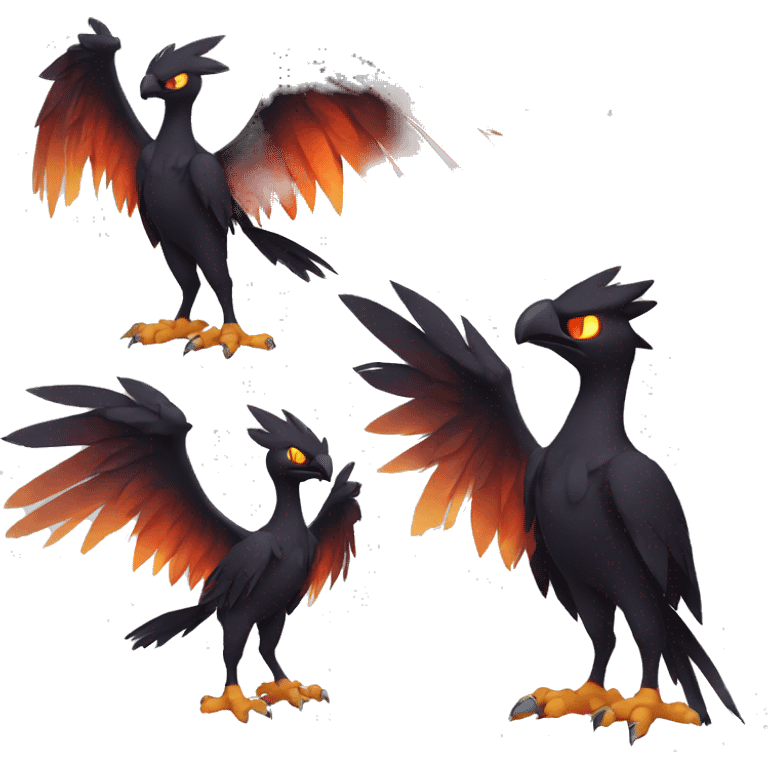 Edgy Fantasy legendary dark bird shadow-type-Phoenix Fakemon full body emoji