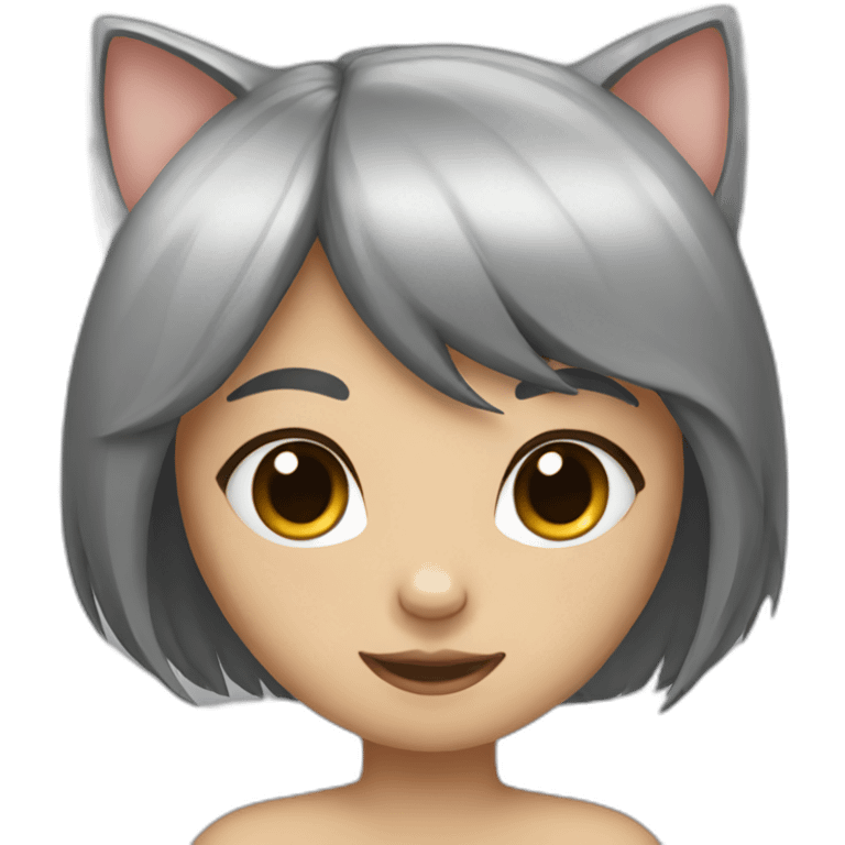 Humanlike Cat female with black hair emoji