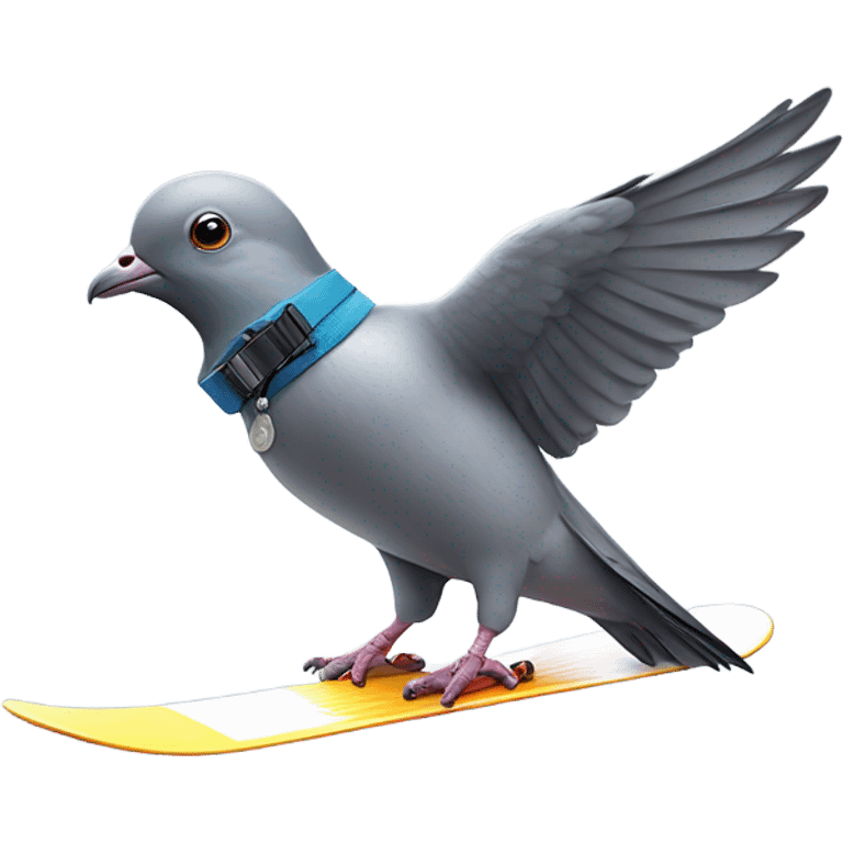 Pigeon riding a snowboard emoji