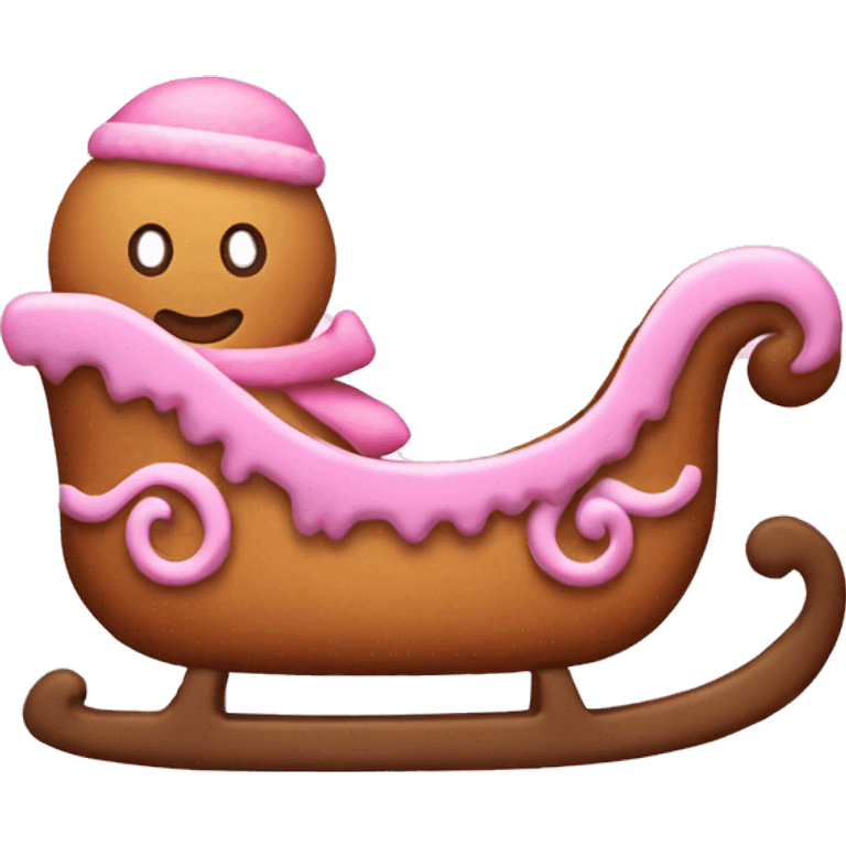 pink gingerbread in pink sleigh emoji