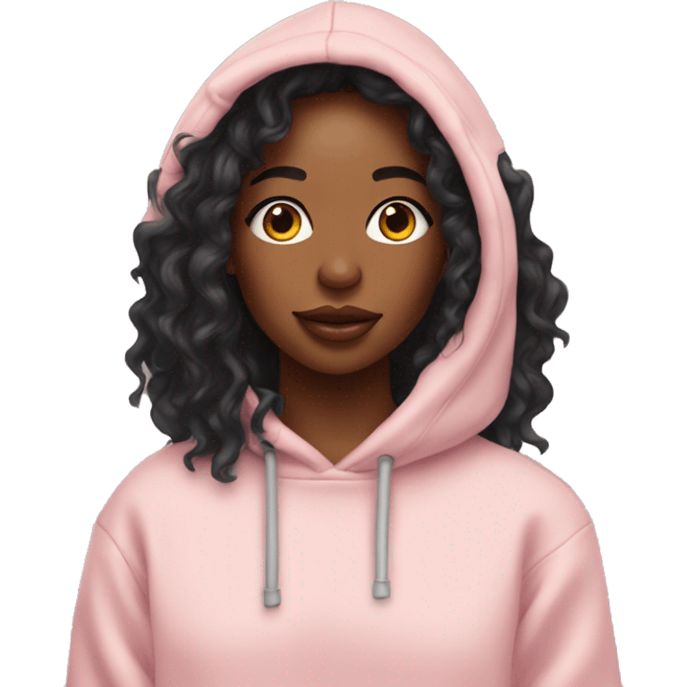 SZA wearing a light pink hoodie emoji