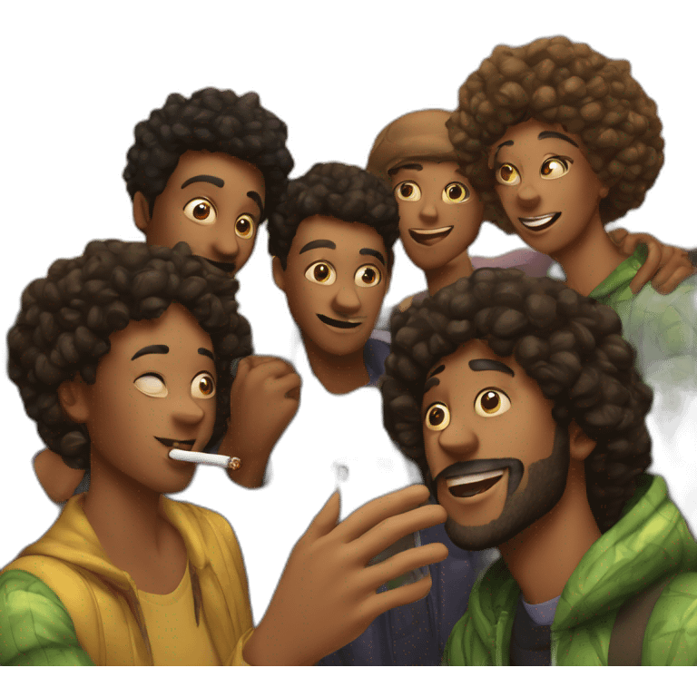 420 group of people friends smoking selfie emoji