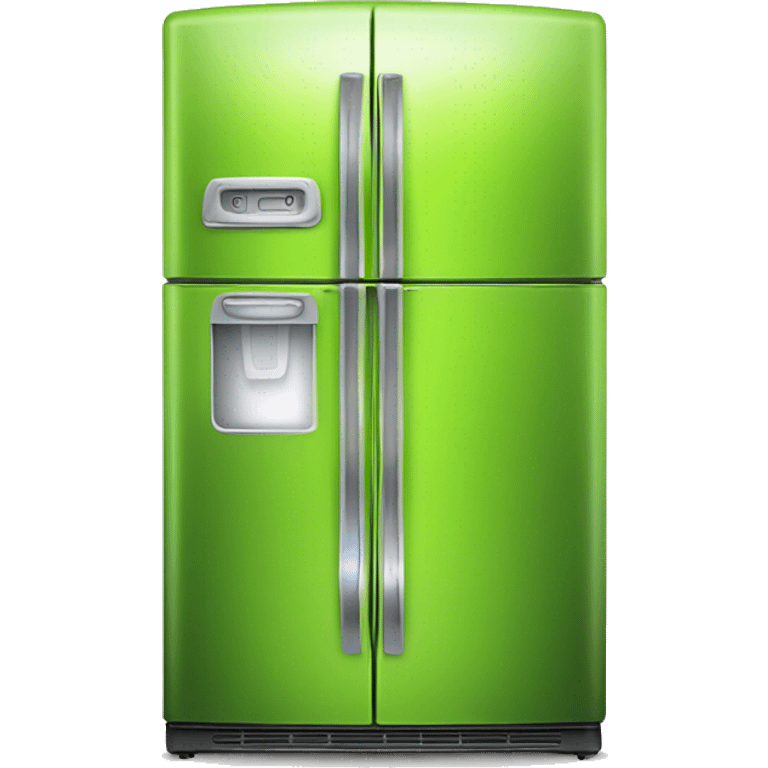 Realistic metallic lime green fridge isolated. emoji