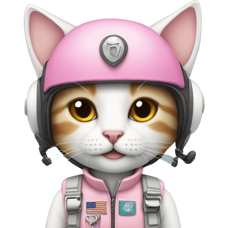 White and pink cat pilot  emoji