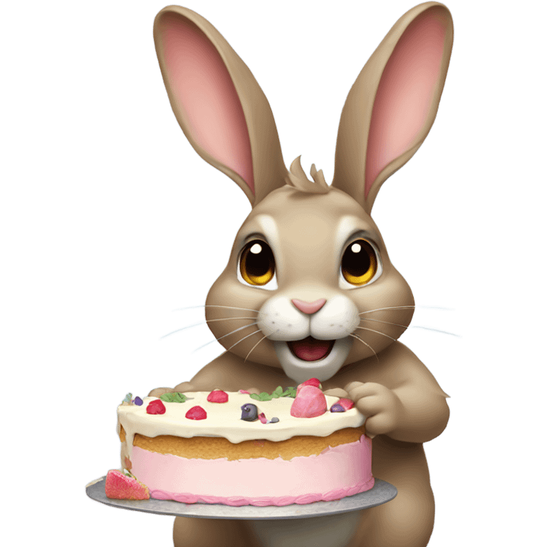 Rabbit eating cake emoji