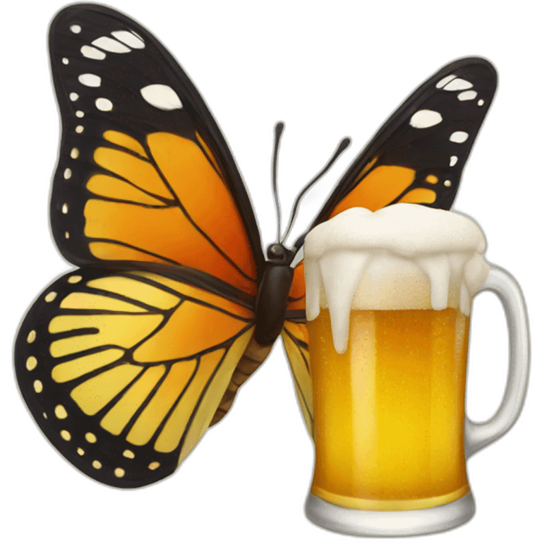 Butterfly with beer emoji