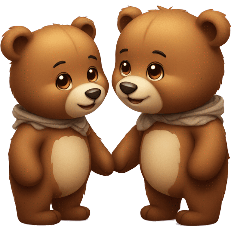 Cute little bears couple in love emoji