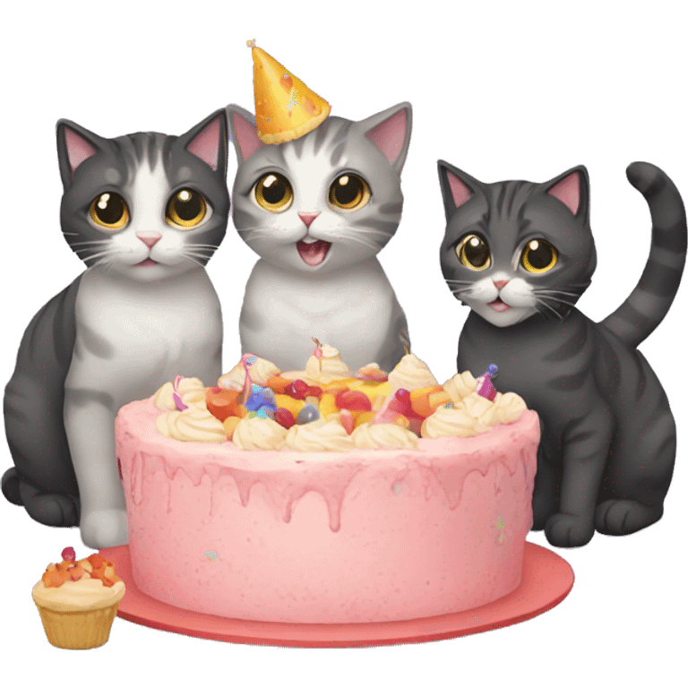 four cats having a party emoji