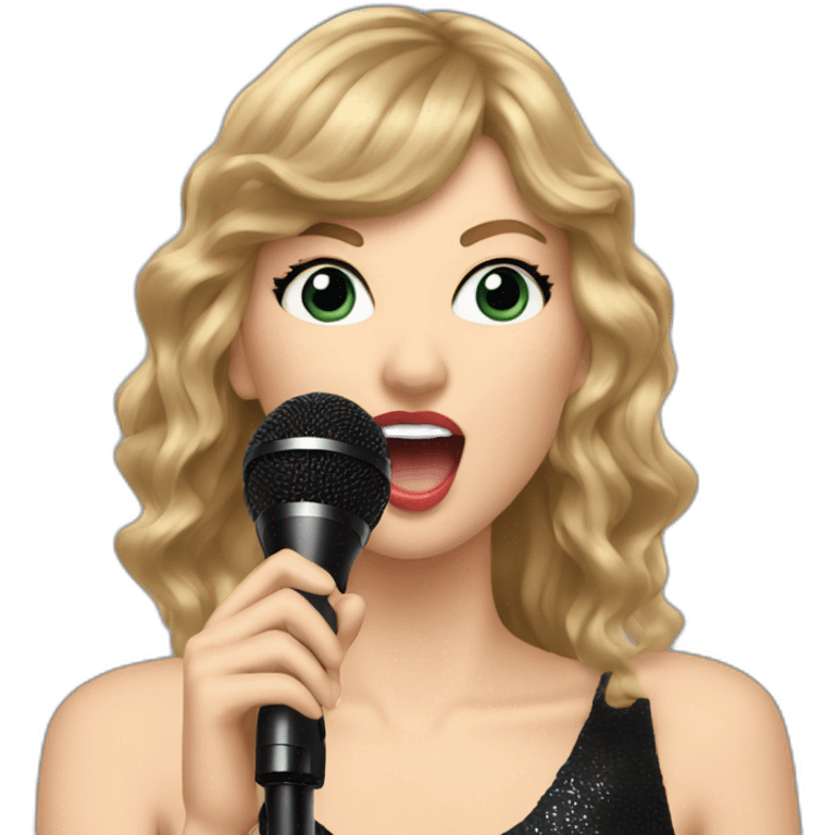 Taylor Swift singing into a black microphone emoji