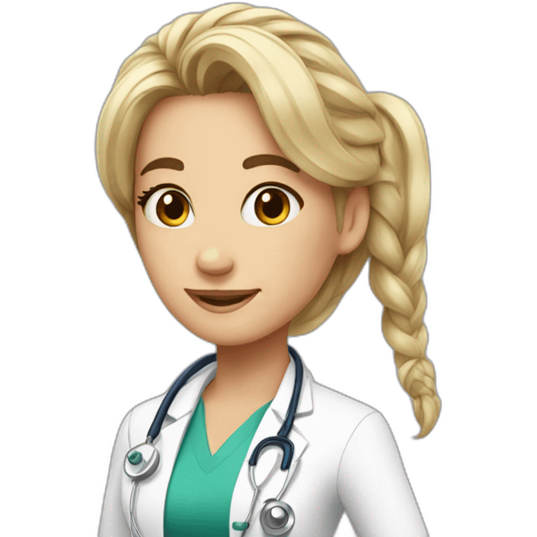 Cute doctor with carly hair  emoji